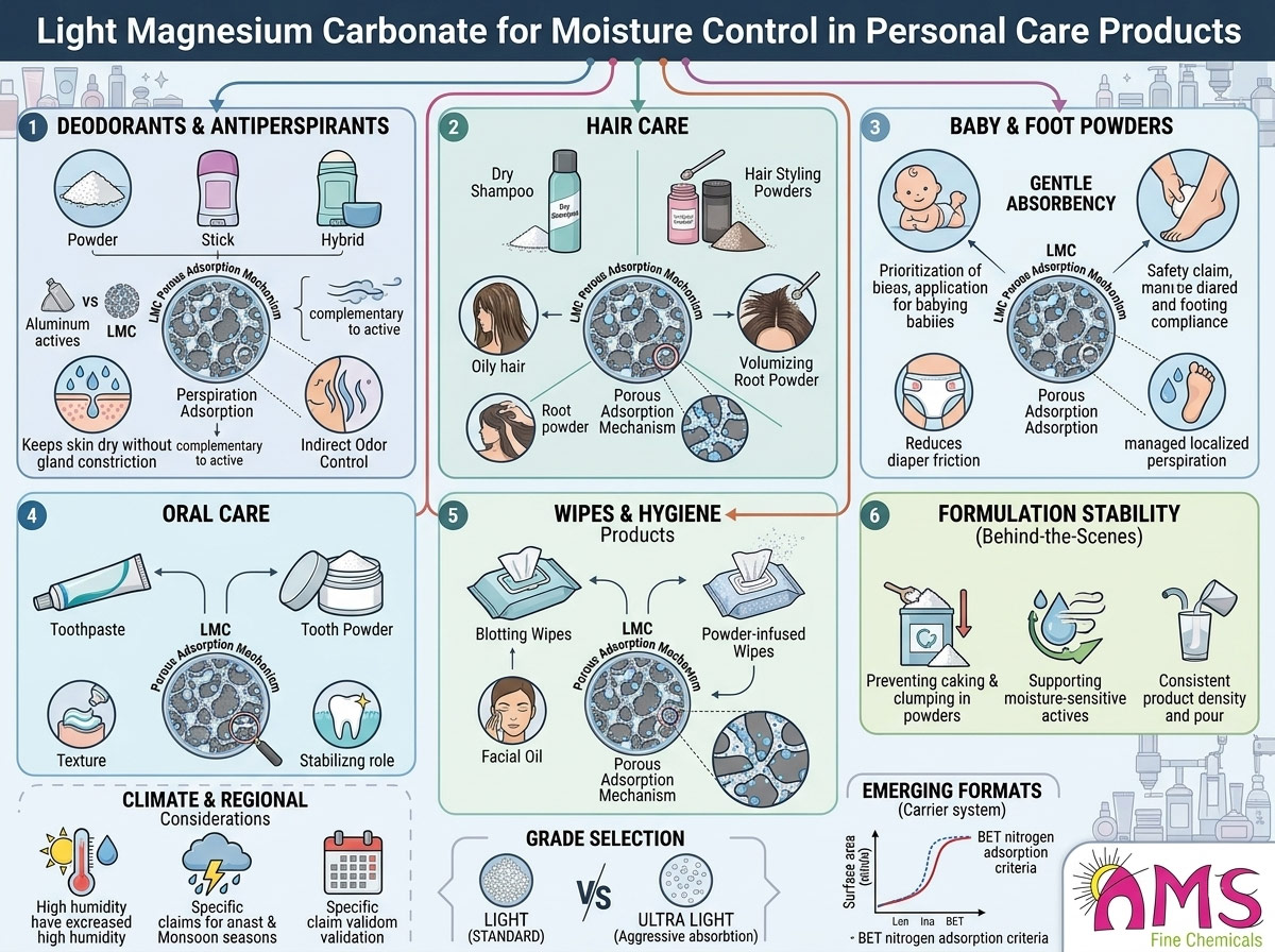 Light Magnesium Carbonate for Moisture Control in Personal Care Products
