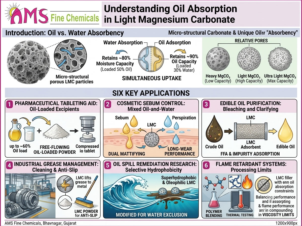 Light Magnesium Carbonate for Oil Absorption: Mechanism and Applications