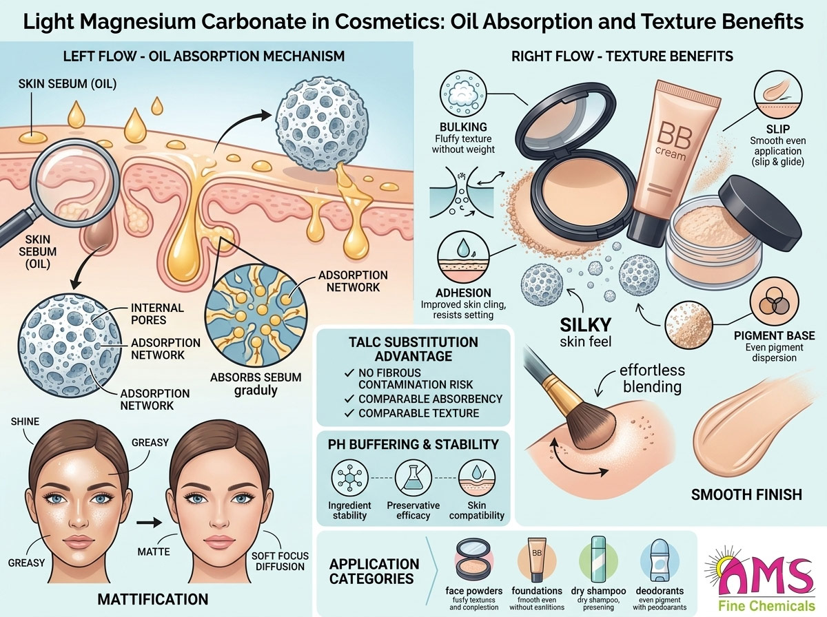 Light Magnesium Carbonate in Cosmetics: Oil Absorption and Texture Benefits