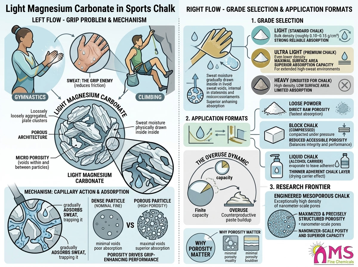 Light Magnesium Carbonate in Sports Chalk: Why Porosity Matters