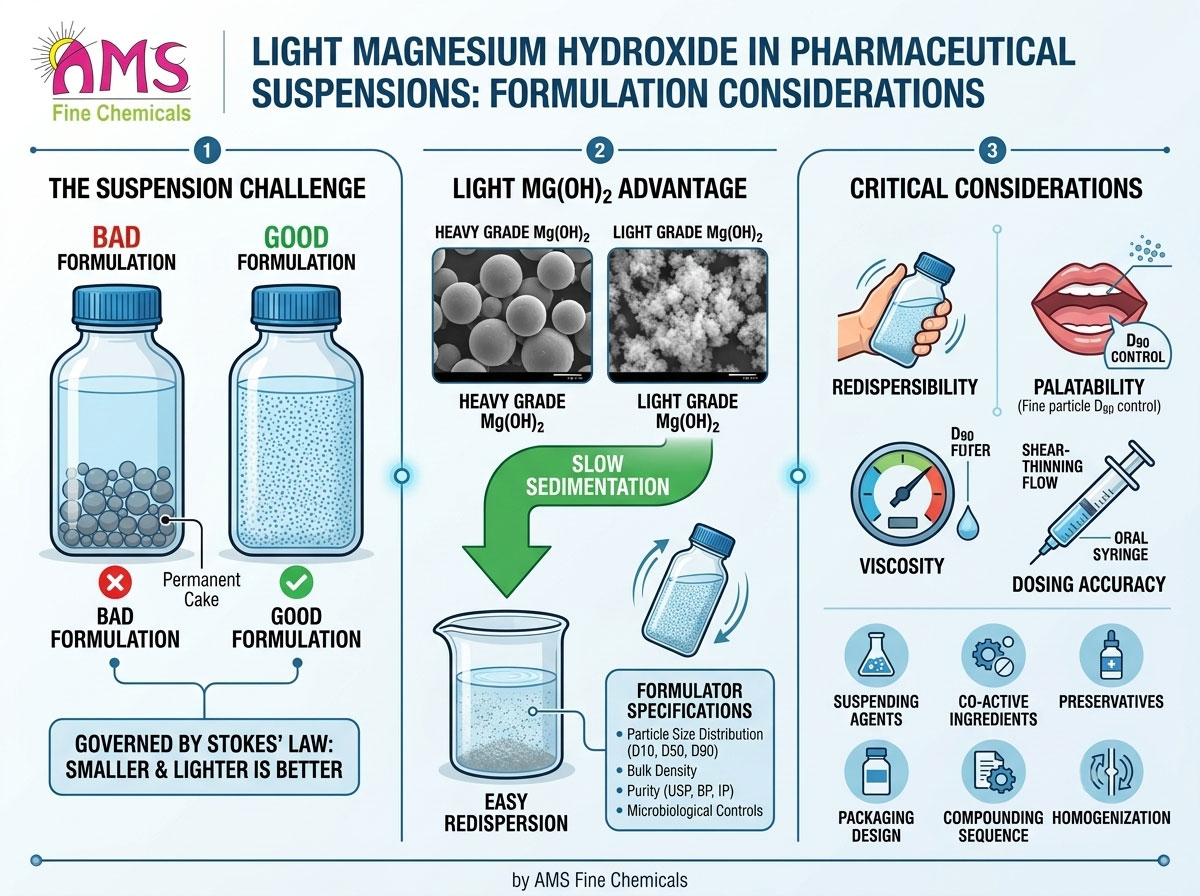 Light Magnesium Hydroxide in Pharmaceutical Suspensions: Formulation Considerations