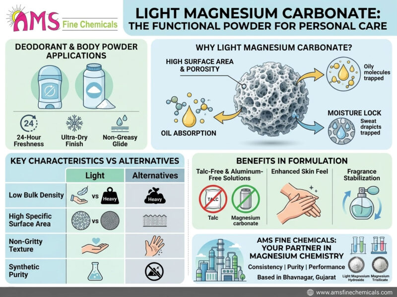 Light Magnesium Carbonate in Deodorant and Body Powder Formulations