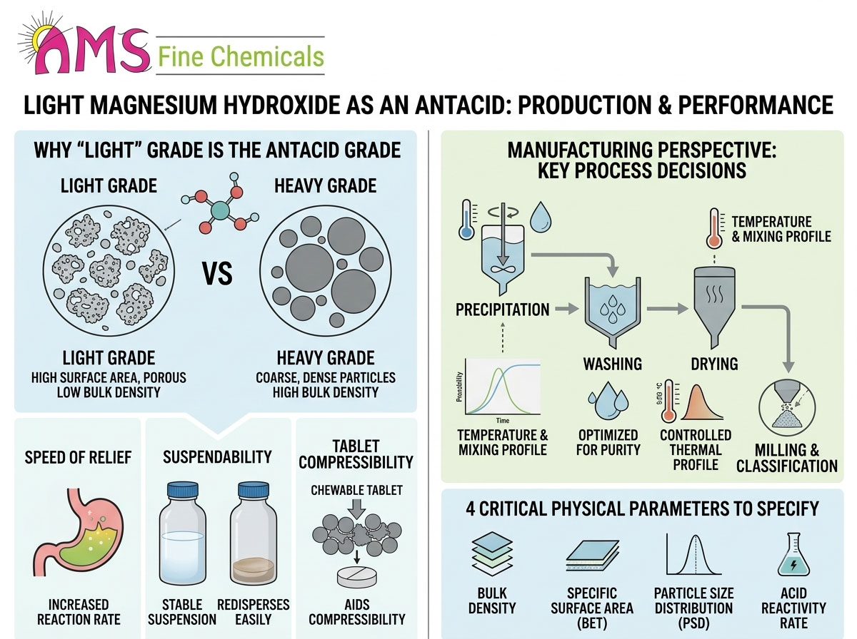 Light Magnesium Hydroxide as an Antacid Ingredient: Manufacturing Perspective
