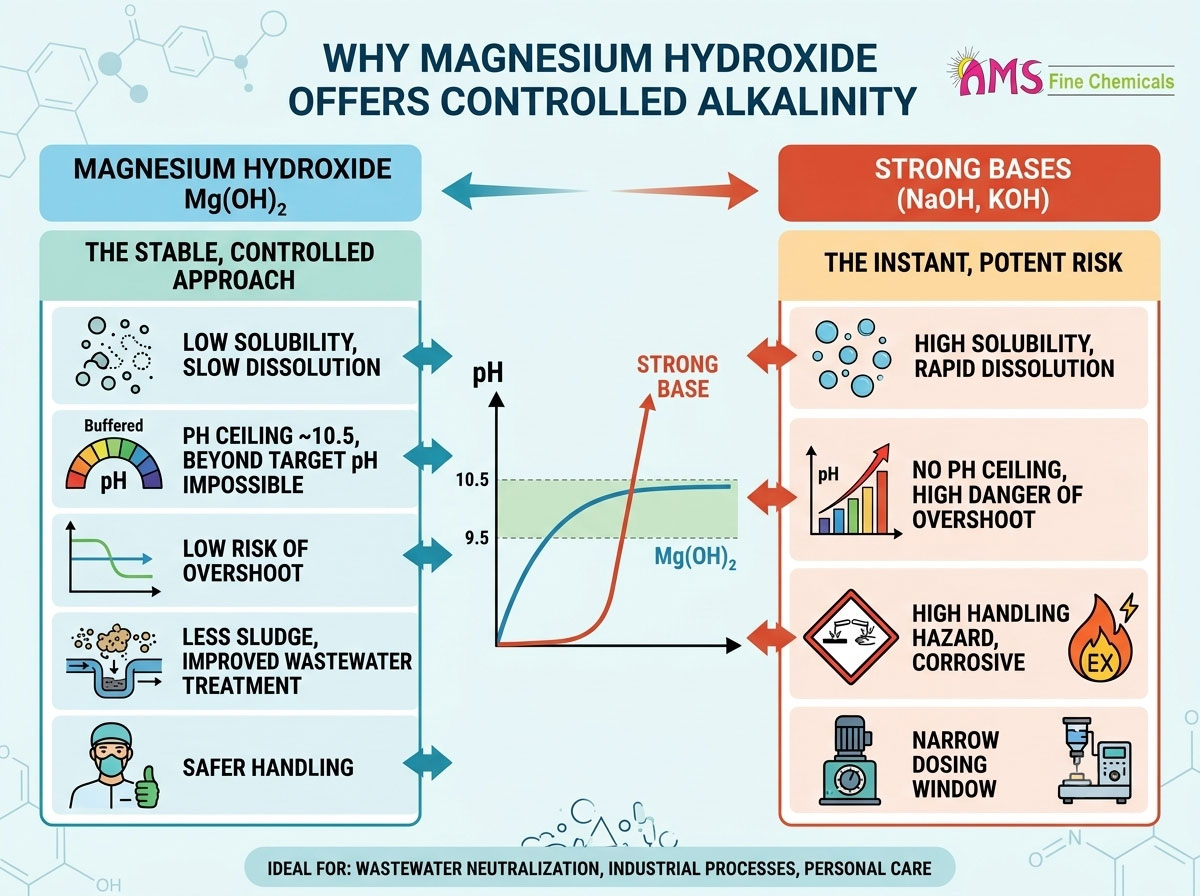 Why Magnesium Hydroxide Provides Controlled Alkalinity Compared With Strong Bases